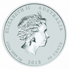 Серебряная монета "Год Собаки" 2018 год (Серия Лунар-2)", 50 центов, 1/2 унции